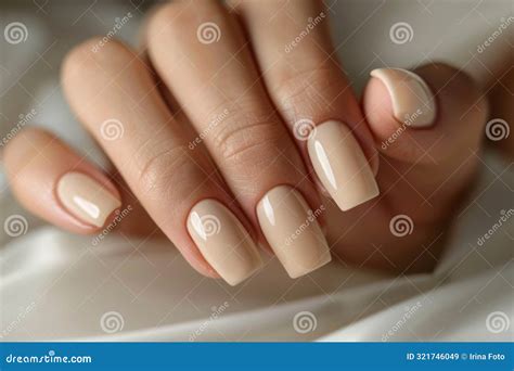 Hand With Neutral Nude Manicure Stock Image Image Of Generated Modern 321746049