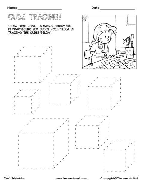 Cube Tracing Worksheet 500 Tims Printables