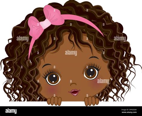 Cute African American Baby Girl Playing Peekaboo Vector Image Stock