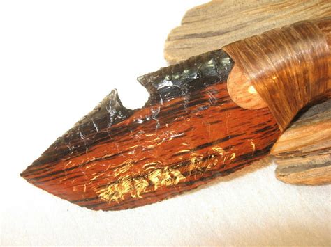 Mahogany Obsidian Eccentric Bowie Knife Hand Knapped Flint Knapping Coa