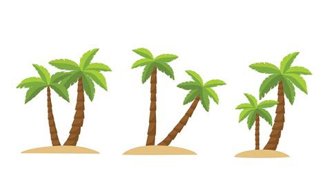 Set of a couple of palm trees in cartoon style. Collection of mini ...