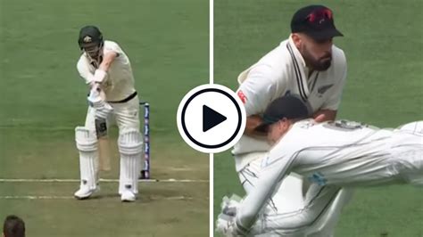 Watch Tom Blundell Flies In Front Of Slip Cordon To Catch Steve Smith