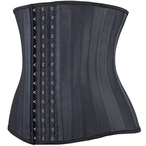 25 Steel Boned Latex Waist Trainer Corset Belly Slim Belt Black