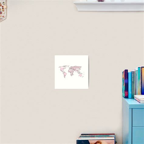 Pink Aesthetic World Map Art Print By Pastel Paletted Redbubble