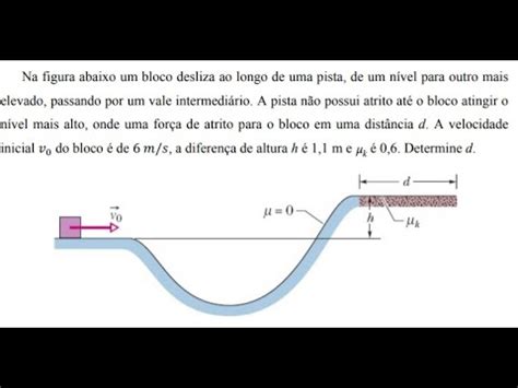 Na figura abaixo um bloco desliza ao longo de uma pista de um nível