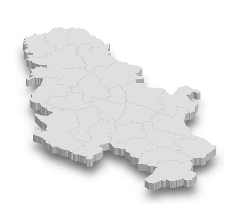 Mapa Blanco De Serbia D Con Regiones Aisladas Vector Premium