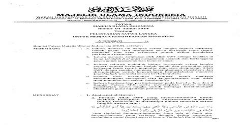 Fatwa Mui Pelestarian Satwa Langka Pdf Document