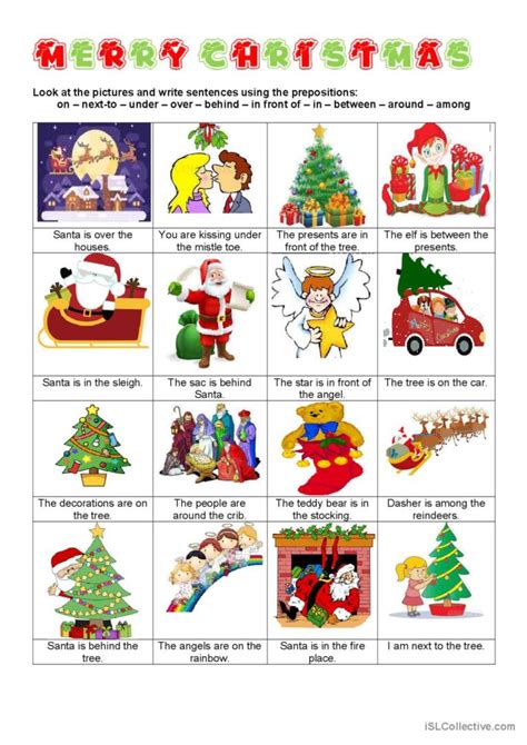 Merry Christmas Prepositions Gener… English Esl Worksheets Pdf And Doc