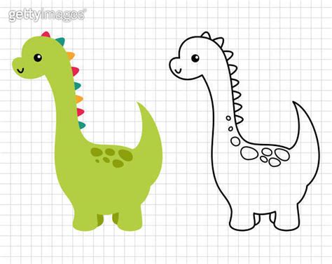 Funny Dinosaur Cartoon Clip Art Colouring Page