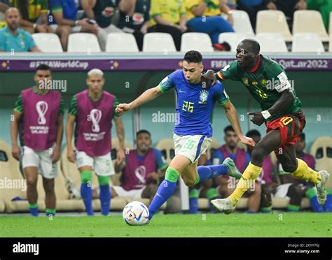 Lusail Qatar Nd Dec Gabriel Martinelli Of Brazil Vies With