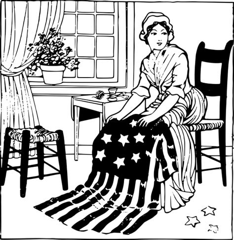 Vintage Basic Betsy Ross Coloring Page ColouringPages