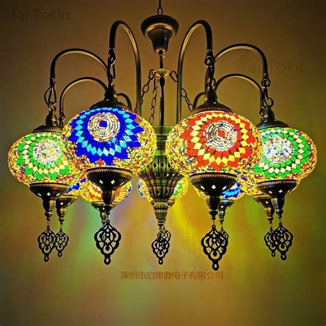 7 9 köpfe große größe Türkische mosaik kronleuchter Lampe vintage art