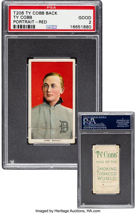 1909-11 T206 Ty Cobb - Ty Cobb (Portrait-Red) PSA Good 2.... | Lot ...