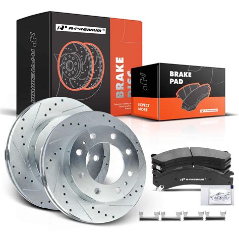 A Premium 12 78 Inch 324 6mm Front Drilled And Slotted Disc Brake Rotors Ceramic Pads Kit