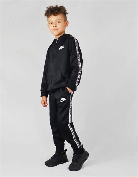 Buy Black Nike Repeat Tape Poly Full Zip Tracksuit Children Jd Sports