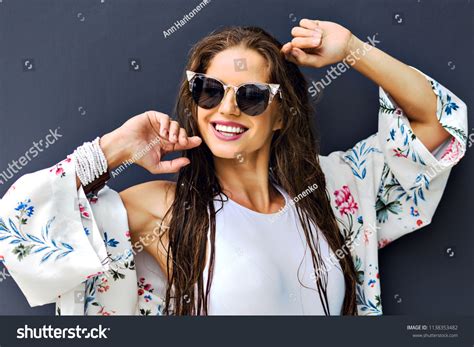 Fashion Summer Portrait Magnificent Smiling Brunette Stock Photo Shutterstock