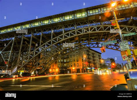 Elevated train tracks at the 125th Street Subway Station and Broadway ...