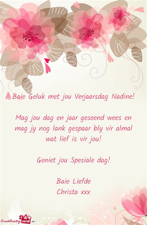 Baie Geluk Met Jou Verjaarsdag Nadine Free Cards