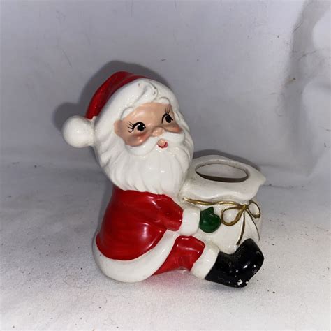 Vintage Santa Candle Holder Figurine EBay