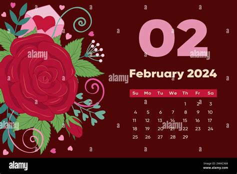 Floral February 2024 Calendar Template With Bright Colorful Flowers