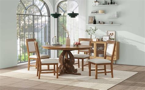 Amazon P Purlove Piece Round Dining Table Set With Extendable