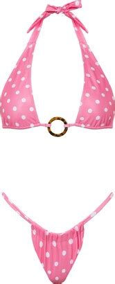 Viki Swim Cindy Cheeky Bikini Bottom In Pink Polka Dot Shopstyle