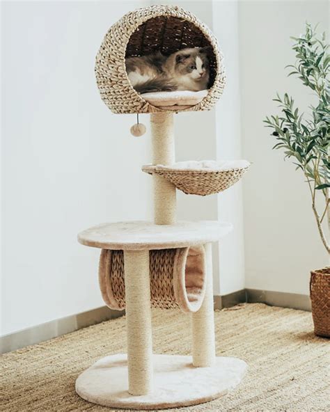 Chic Woven Rattan And Wicker Cat Trees For Your Stylish Feline