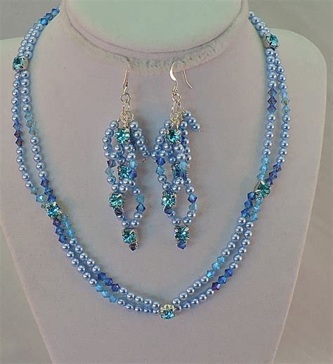 Swarovski Blue Necklace And Dangle Earring Set By So Sassy Sisters So