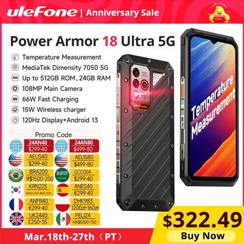 Ulefone Power Armor 18 Ultra 5G Telefone Robusto 512GB ROM 24GB RAM