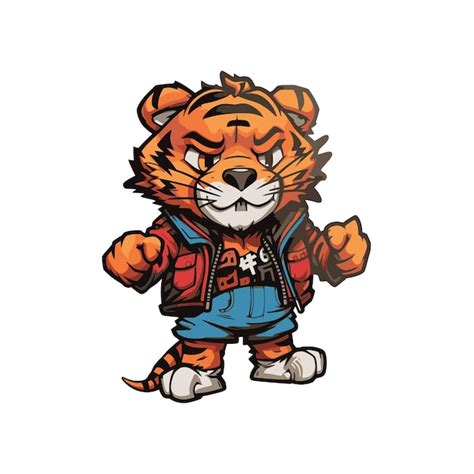 Premium Vector Cartoon Tiger Sticker Cute Tiger Mascot Vector