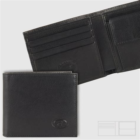 Men's small wallet in leather with coin pocket Adam Black | Acciaio®