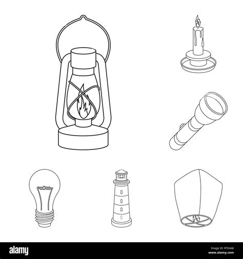 Light Source Outline Icons In Set Collection For Design Light And