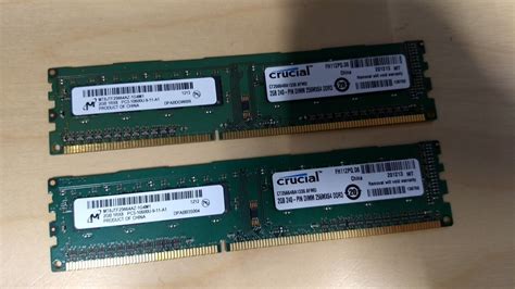 ** Lot of 2 Crucial 2GB DDR3 1333 DIMMs PC3-10600U CT25664BA1339.8FMD ...