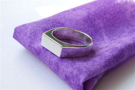 Rectangular Seal Ring Solid Silver Seal Etsy