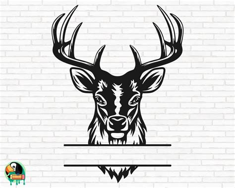 Deer Head Split Name Frame Svg Deer Monogram Svg Buck Head Svg Deer Hunting Svg Deer Svg