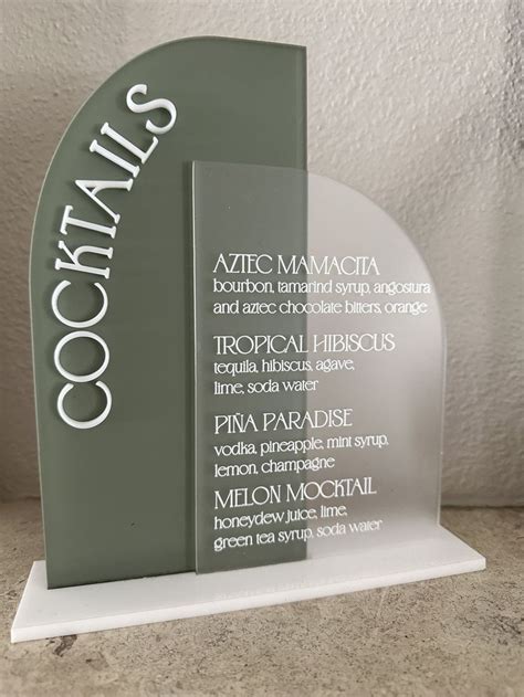 Cocktail Menu Drink Menu Bar Menu Acrylic Bar Menu Etsy In