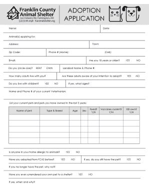 Fillable Online Franklin County Adoption Application Fax Email Print