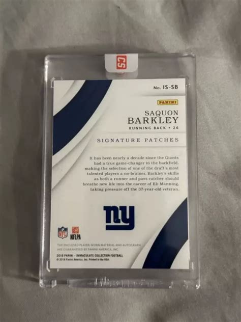 Panini Immacul E Signature Saquon Barkley Rpa Rookie Patch