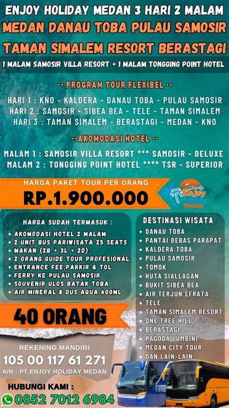 Paket Wisata Danau Toba Berastagi 3D2N TOUR DANAU TOBA MURAH