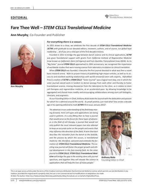 Pdf Fare Thee Well Stem Cells Translational Medicine