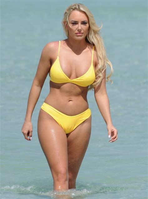 Amber Turner In Yellow Bikini At A Beach In Dubai Hawtcelebs