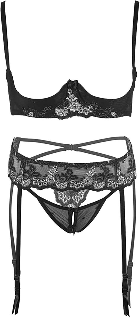 Iixpin Damen Dessous Strapsen Lingerie Brustfrei Bh Push Up Mini Pantis