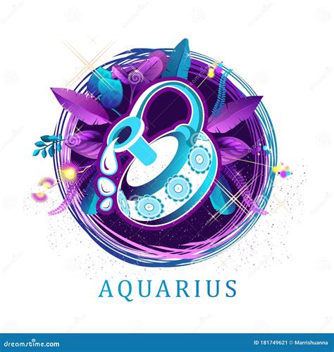 Aquarius Zodiac Sign White Background Cartoon Vector 181749621