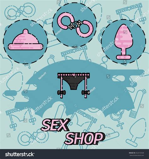 Sex Shop Flat Concept Icons Stock Vector Royalty Free 652572538