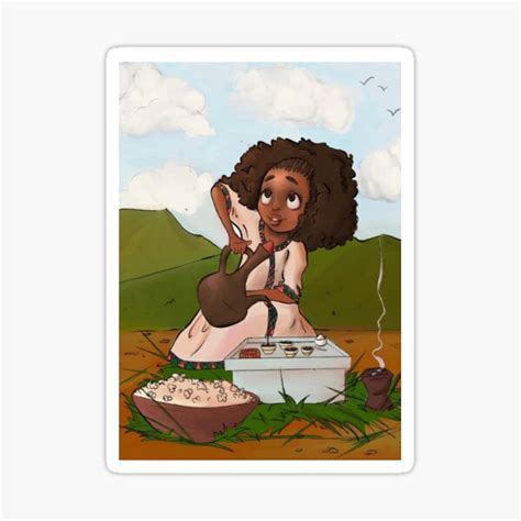 "Ethiopian coffee Ceremony Painting-Ethiopian painting" Sticker for ...