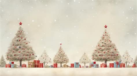 Premium AI Image Whimsical Christmas Tree Background With Presents