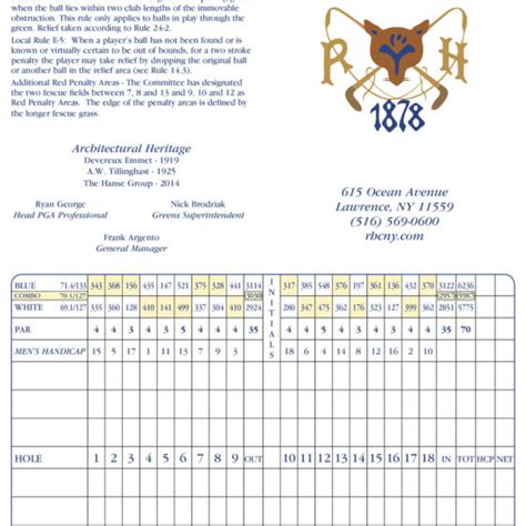 18 Hole Scorecards Golf Associates