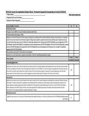 Fillable Online Slocounty Ca 2014 SLO County CoC Application Rating