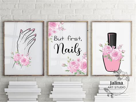 Nail Salon Wall Art Printable Wall Art For Nail Studio Set Of 4 Prints