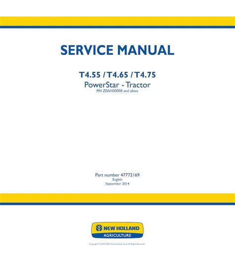 Manual de serviço em pdf do trator New Holland T4 55 T4 65 T4 75